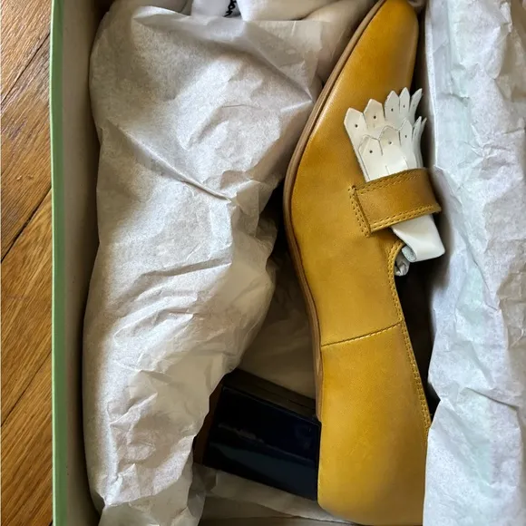 Miss L Fire Stylish Gold and White Women's Block Heel Shoes Size 41