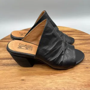 Miz Mooz Ainsely Sandals Womens Size US 6 EU 36 Soft Black Leather Open Toe Heel