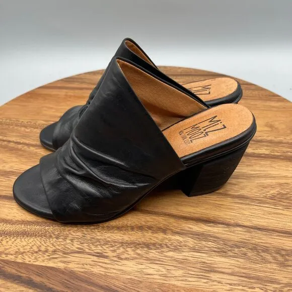 Miz Mooz Ainsely Sandals Womens Size US 6 EU 36 Soft Black Leather Open Toe Heel