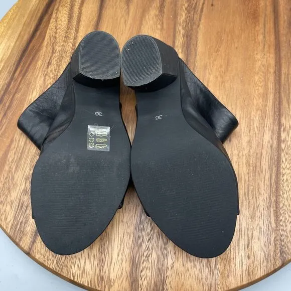 Miz Mooz Ainsely Sandals Womens Size US 6 EU 36 Soft Black Leather Open Toe Heel