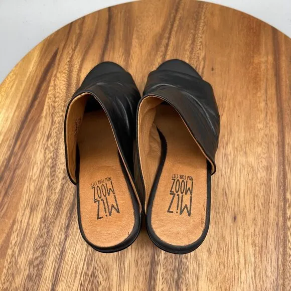 Miz Mooz Ainsely Sandals Womens Size US 6 EU 36 Soft Black Leather Open Toe Heel
