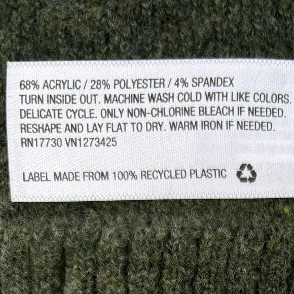 Mock Neck Sweater Soft Relaxed Boyfriend Drop Shoulder Olive Green Size Small