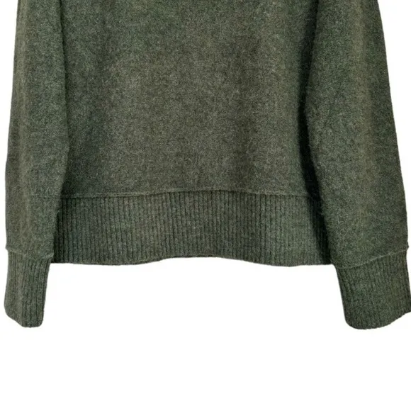 Mock Neck Sweater Soft Relaxed Boyfriend Drop Shoulder Olive Green Size Small
