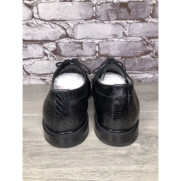 Monaco Goodyear Welt Black Leather Croc Oxfords Dress Shoes Men Sz 10.5M US/44EU