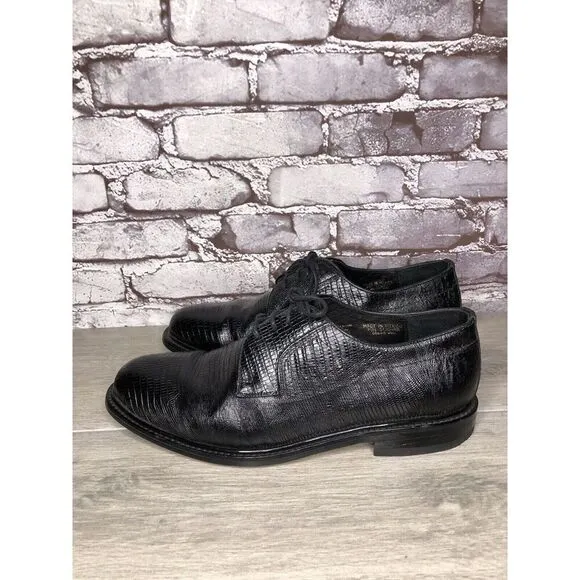 Monaco Goodyear Welt Black Leather Croc Oxfords Dress Shoes Men Sz 10.5M US/44EU