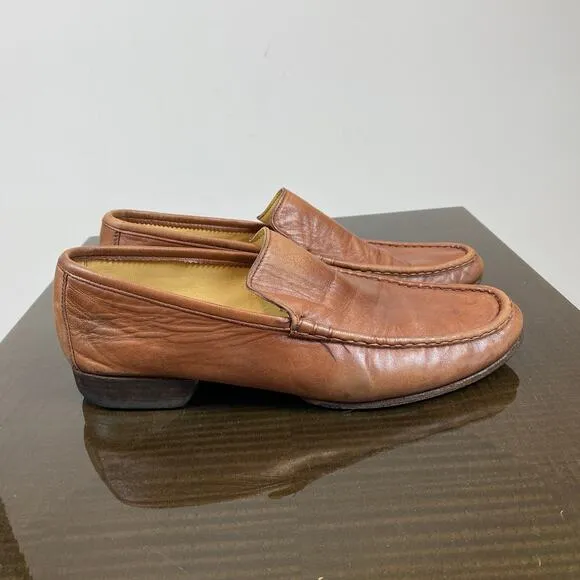 Moreschi Leather Loafers Slip On Shoes Men's 8 Made in Italy