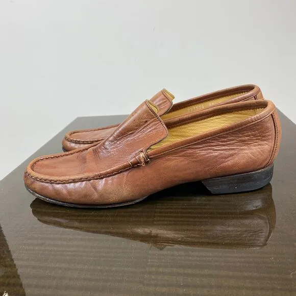 Moreschi Leather Loafers Slip On Shoes Men's 8 Made in Italy