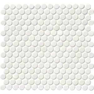 MSI White Glossy Penny Round Porcelain Mesh-Mounted Mosaic Wall Tile (15 Sheets / case)