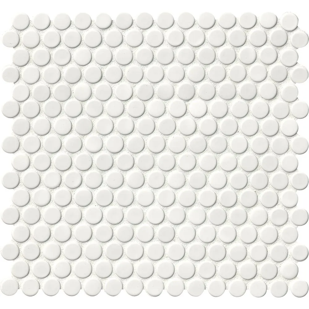 MSI White Glossy Penny Round Porcelain Mesh-Mounted Mosaic Wall Tile (15 Sheets / case)