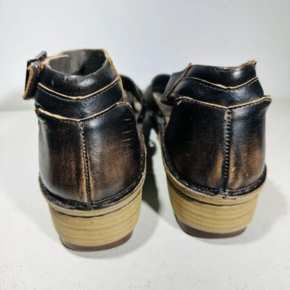 Naot Begonia Women's Size 41 Brown Leather Buckles Wedge Gladiator Sandals Shoes