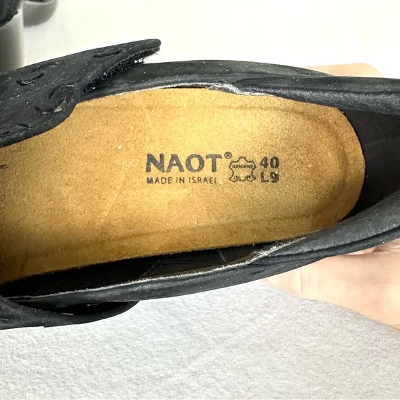 NAOT Women’s Black Suede Perforated Comfort Shoes 90s Y2K vibe, Size EU40 US 9