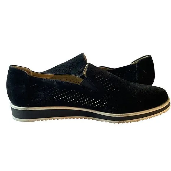 Naturalizer Black Bonnie Slip-On Shoes Sneakers Sz 8.5M Laser-Cut Leather  NEW