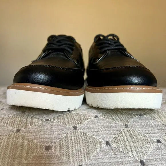 Naturalizer Emme Black Faux Leather &amp; Snake Skin Accent Lace Up Oxford Shoes 8 M