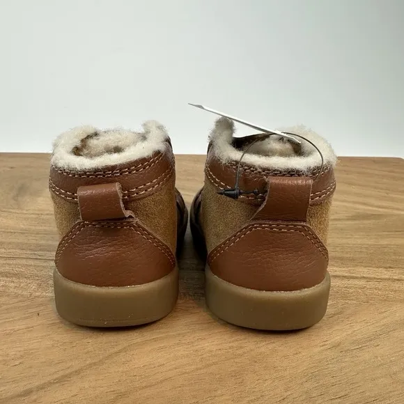 New $55 Baby Newborn UGG Rennon II Suede Chestnut Fur Crib Boots Shoes Size 0/1
