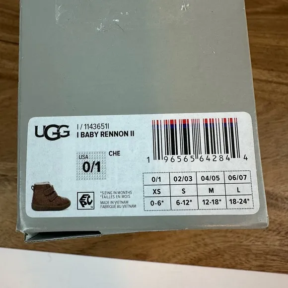 New $55 Baby Newborn UGG Rennon II Suede Chestnut Fur Crib Boots Shoes Size 0/1