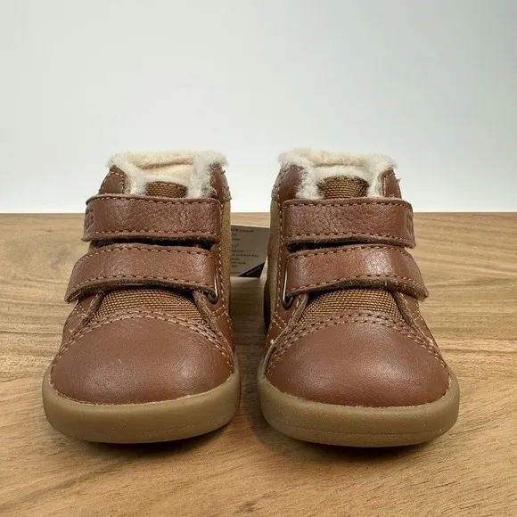 New $55 Baby Newborn UGG Rennon II Suede Chestnut Fur Crib Boots Shoes Size 0/1