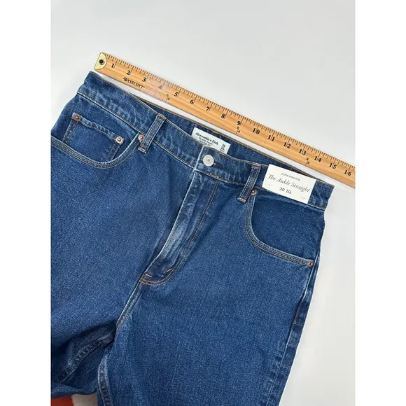 New Abercrombie &amp; Fitch Ankle Straight Jeans Ultra High Rise Denim 30 10L