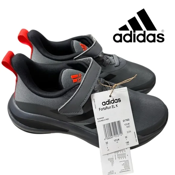 New Adidas FortaRun El K Kids Grey Black GY7600 Running Shoes Sneakers 1