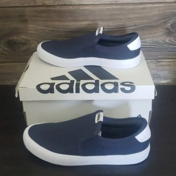 New Adidas Vulc Raid3R Skate Slip On Navy Blue Laceless Shoes
