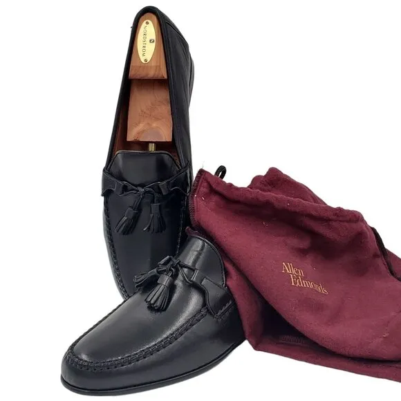 NEW Allen Edmonds Italy Dress Shoes Mens 12B Butter Soft Black Leather Loafers