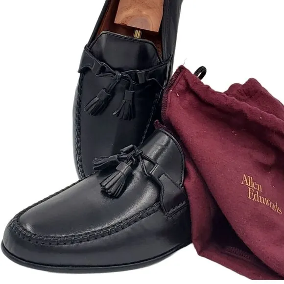 NEW Allen Edmonds Italy Dress Shoes Mens 12B Butter Soft Black Leather Loafers