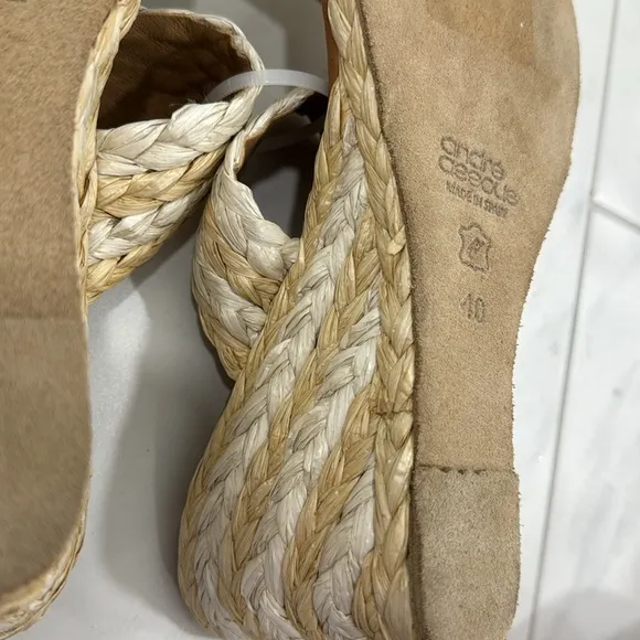 NEW! André Assous Nolita Raffia Wedge Slide Sandal - Size 40
