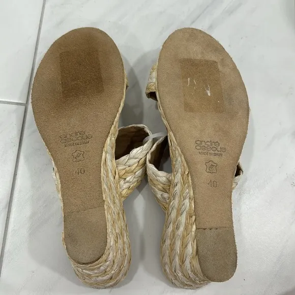 NEW! André Assous Nolita Raffia Wedge Slide Sandal - Size 40