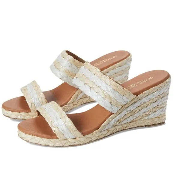 NEW! André Assous Nolita Raffia Wedge Slide Sandal - Size 40