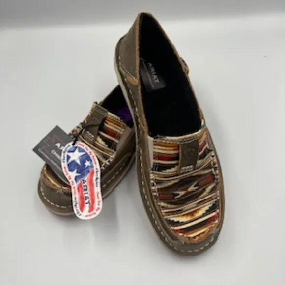 NEW Ariat Cruisers Brown Bomber Chimayo Leather Women’s Slip On Shoes Size 6.5