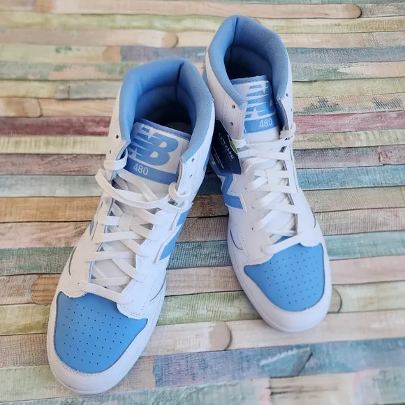 New Balance BB480 HI White Blue BB480SCA Size 11.5 Basketball Shoes