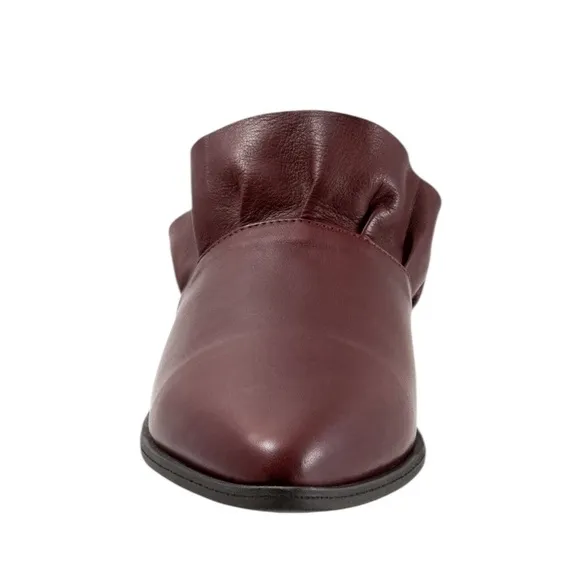 NEW Bueno Leather Burcu Women's Ruffle Flats Shoes Red Burgundy Size 9.5 or EU40