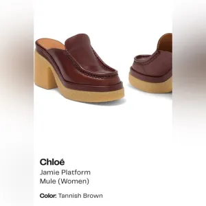New Chloé Jamie tannish brown leather platform mules sz 39