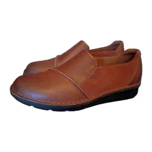 New Collection by Clarks Soft Cushion Brown Leather Slip On Shoes Womens 10