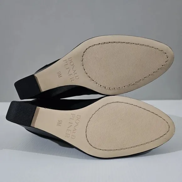 NEW Donald Pliner Tanah Bootie Wedge Shootie Black Stretch Crepe Elastic Size 9