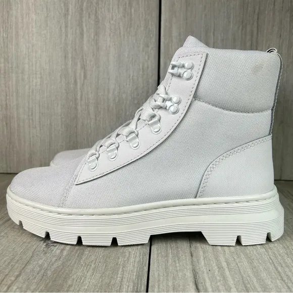 NEW Dr. Martens Docs Combs White Canvas Lace Up Combat Boot Shoes Women’s Size 9
