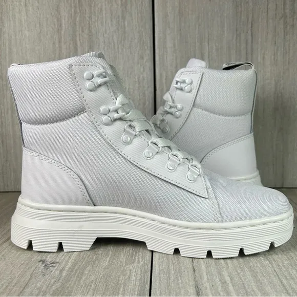 NEW Dr. Martens Docs Combs White Canvas Lace Up Combat Boot Shoes Women’s Size 9