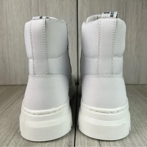 NEW Dr. Martens Docs Combs White Canvas Lace Up Combat Boot Shoes Women’s Size 9