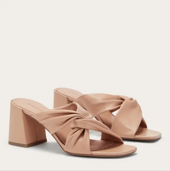 NEW Everlane The Day Twist Heel Elegant Tan Block Heel Sandals