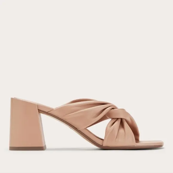 NEW Everlane The Day Twist Heel Elegant Tan Block Heel Sandals