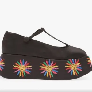New Farm Rio Black Embroidered Women's Platform Shoes