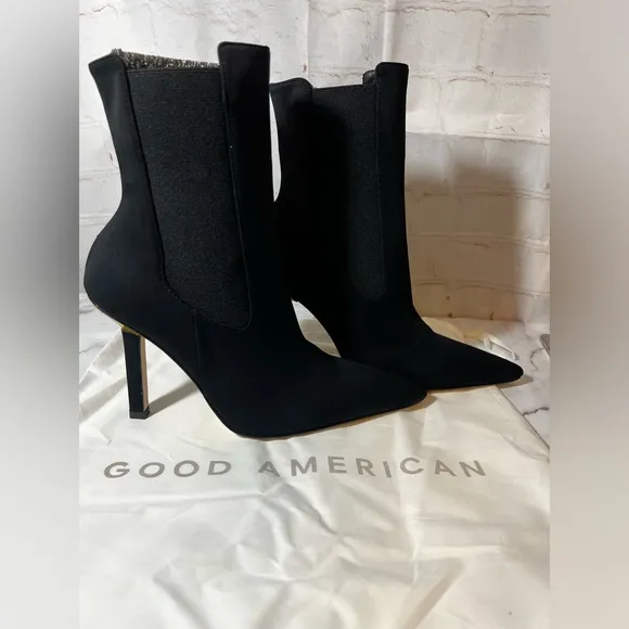 New Good American Shoes Chelsea Bootie Neoprene Black