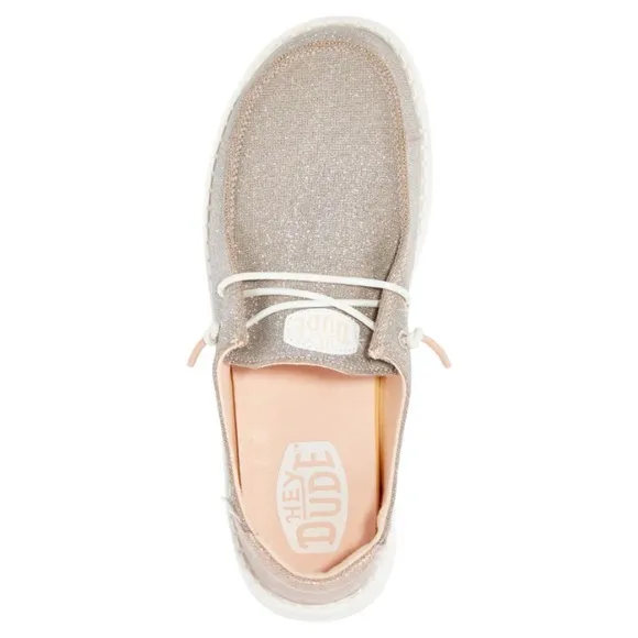 NEW Hey Dude Wendy Metallic Sparkle Shoes in Rose Gold SZ 12