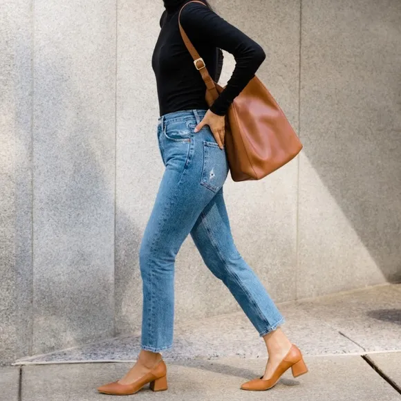 NEW IN BOX Nisolo Fiorela Go-To Mid Heel in Caramel