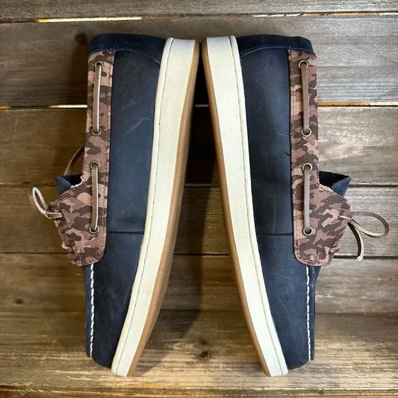 New Kids Sperry Cup II Blue Leather‎ Camo Slip On Boat Deck Shoes Loafers 6.5 Y