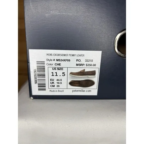 NEW MENS 11.5 PETER MILLAR EXCURSIONIST PENNY LOAFER Light Brown Suede $250 New
