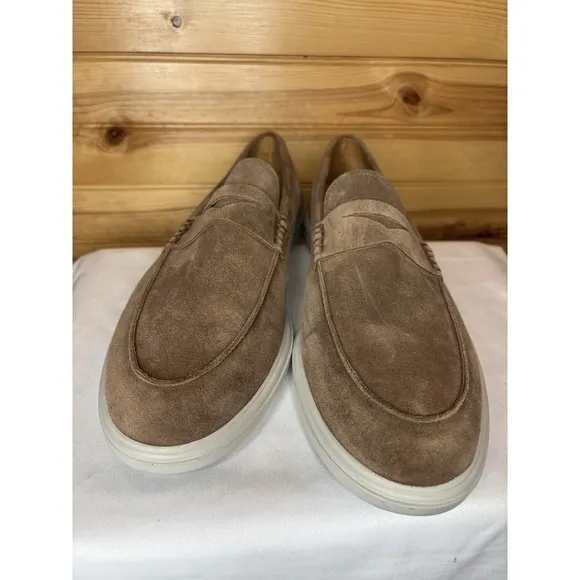 NEW MENS 11.5 PETER MILLAR EXCURSIONIST PENNY LOAFER Light Brown Suede $250 New