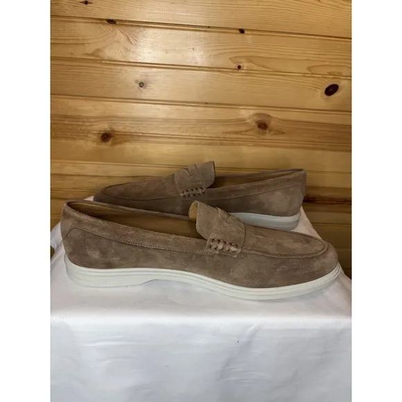 NEW MENS 11.5 PETER MILLAR EXCURSIONIST PENNY LOAFER Light Brown Suede $250 New