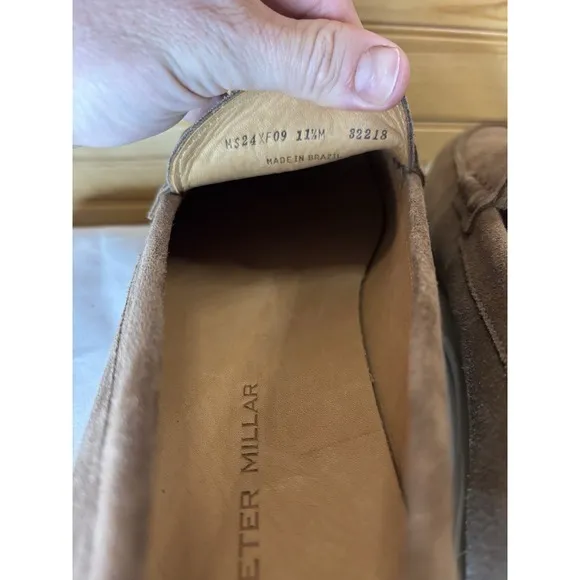 NEW MENS 11.5 PETER MILLAR EXCURSIONIST PENNY LOAFER Light Brown Suede $250 New