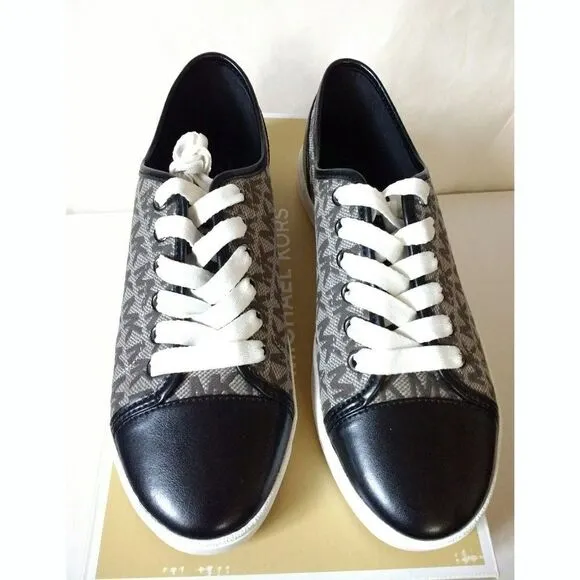 New! MICHAEL KORS Women's MK Logo City Sneakers Shoes Laceup Size 7.5 Graphite