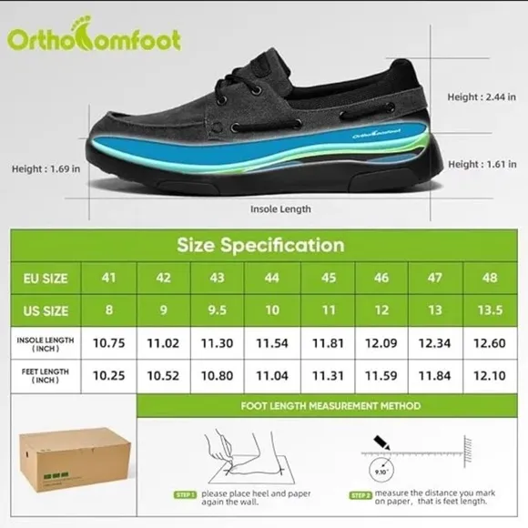 NEW OrthoComfoot Lace Up Boat Shoes Loafer Slip On  Sneakers Mens 41 US 8